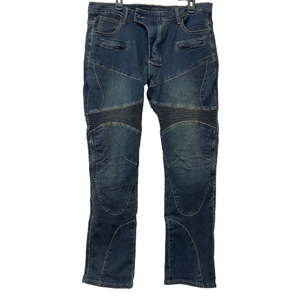 MOETCEYS Men's Motorycycling Pants Denim Black Size 2XL Zip Pockets